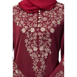 Nazneen Neck and Sleeve Resham Embroidered  A line Party Abaya