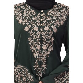 Nazneen Neck and Sleeve Resham Embroidered  A line Party Abaya