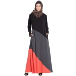 Nazneen Tricolor Asymmetrical Panels Abaya