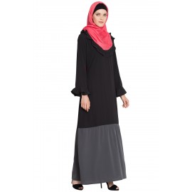 NAZNEEN Contrast Bottom Frilled Casual Abaya