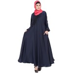 Nazneen Embroidered Patch Umbrella Navy Abaya