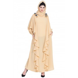 Nazneen Front Long Frill Flowers Party Abaya