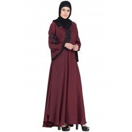 Nazneen Embroidered Patch Umbrella Abaya