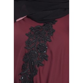 Nazneen Embroidered Patch Umbrella Abaya