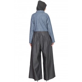 Nazneen Denim Pant Chambray Shirt Front Open Pant Abaya