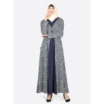 Nazneen Printed Contrast Yoke Casual Abaya