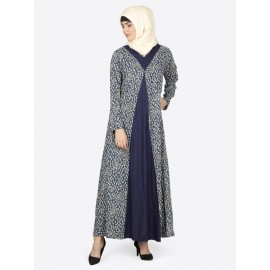 Nazneen Printed Contrast Yoke Casual Abaya