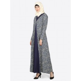 Nazneen Printed Contrast Yoke Casual Abaya