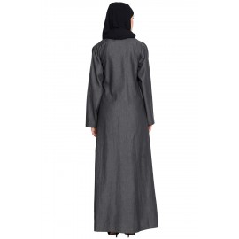 Nazneen Double Breasted Front Two Slit Denim Front Open Jilbab