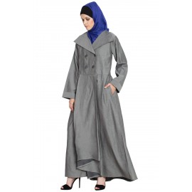 Nazneen Double Breasted Pleated Coat Abaya