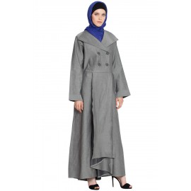 Nazneen Double Breasted Pleated Coat Abaya