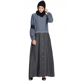 Nazneen Denim Skirt Chambray Top Lace Casual Abaya