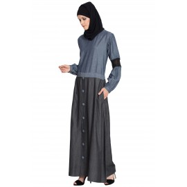 Nazneen Denim Skirt Chambray Top Lace Casual Abaya