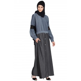 Nazneen Denim Skirt Chambray Top Lace Casual Abaya