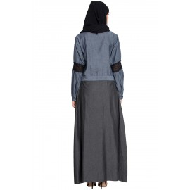 Nazneen Denim Skirt Chambray Top Lace Casual Abaya