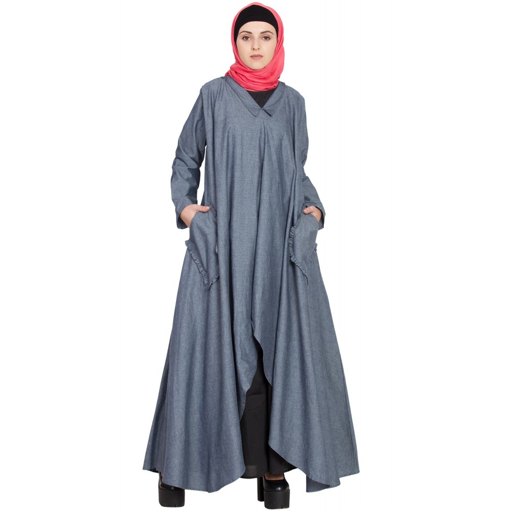 Nazneen Two Piece Frilled Pocket Abaya