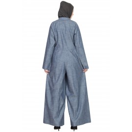 Nazneen Cotton Chambray Patch Pocket Pant Abaya