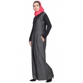 Nazneen Denim And Jersey Jumpsuit Abaya