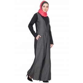 Nazneen Denim And Jersey Jumpsuit Abaya