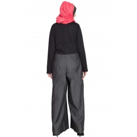 Nazneen Denim And Jersey Jumpsuit Abaya