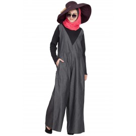 Nazneen Denim And Jersey Jumpsuit Abaya