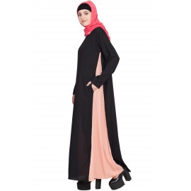 Nazneen Contrast Side Panels A Line Abaya