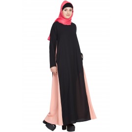 Nazneen Contrast Side Panels A Line Abaya