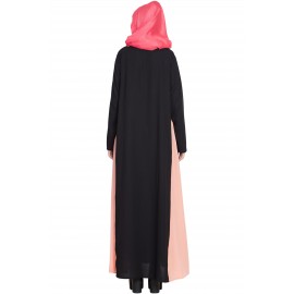 Nazneen Contrast Side Panels A Line Abaya