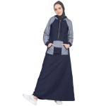 Nazneen Contrast Sleeve, Pocket, Hood Jersey Travel Abaya