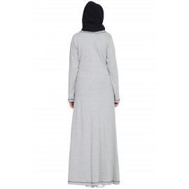 Nazneen Front Open Contrast Stitching Travel Cardigan Abaya