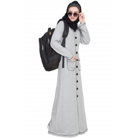 Nazneen Front Open Contrast Stitching Travel Cardigan Abaya