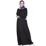 Nazneen Slant Cut At Waist Black Grey Travel Abaya