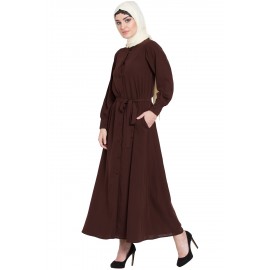 Nazneen Front Open Belt Casual Abaya