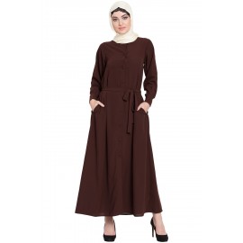 Nazneen Front Open Belt Casual Abaya