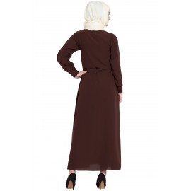 Nazneen Front Open Belt Casual Abaya