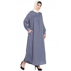 Nazneen Gather At Chest Casual Nida Abaya