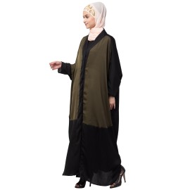 Nazneen two colors front open kaftan cum abaya