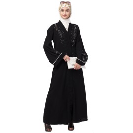 Nazneen Front open Hand work at both side and sleeve Abaya
