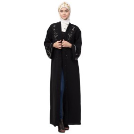 Nazneen Front open Hand work at both side and sleeve Abaya