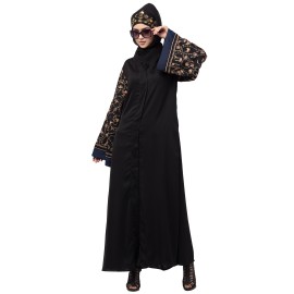 Nazneen Both sleeve resham embroidered front open Dubai Abaya