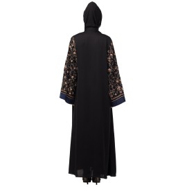 Nazneen Both sleeve resham embroidered front open Dubai Abaya