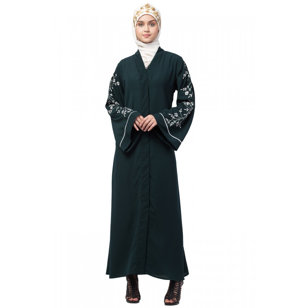 Nazneen Front Open Sleeve Resham Embroidery Abaya