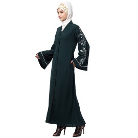 Nazneen Front Open Sleeve Resham Embroidery Abaya