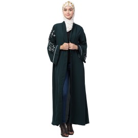 Nazneen Front Open Sleeve Resham Embroidery Abaya