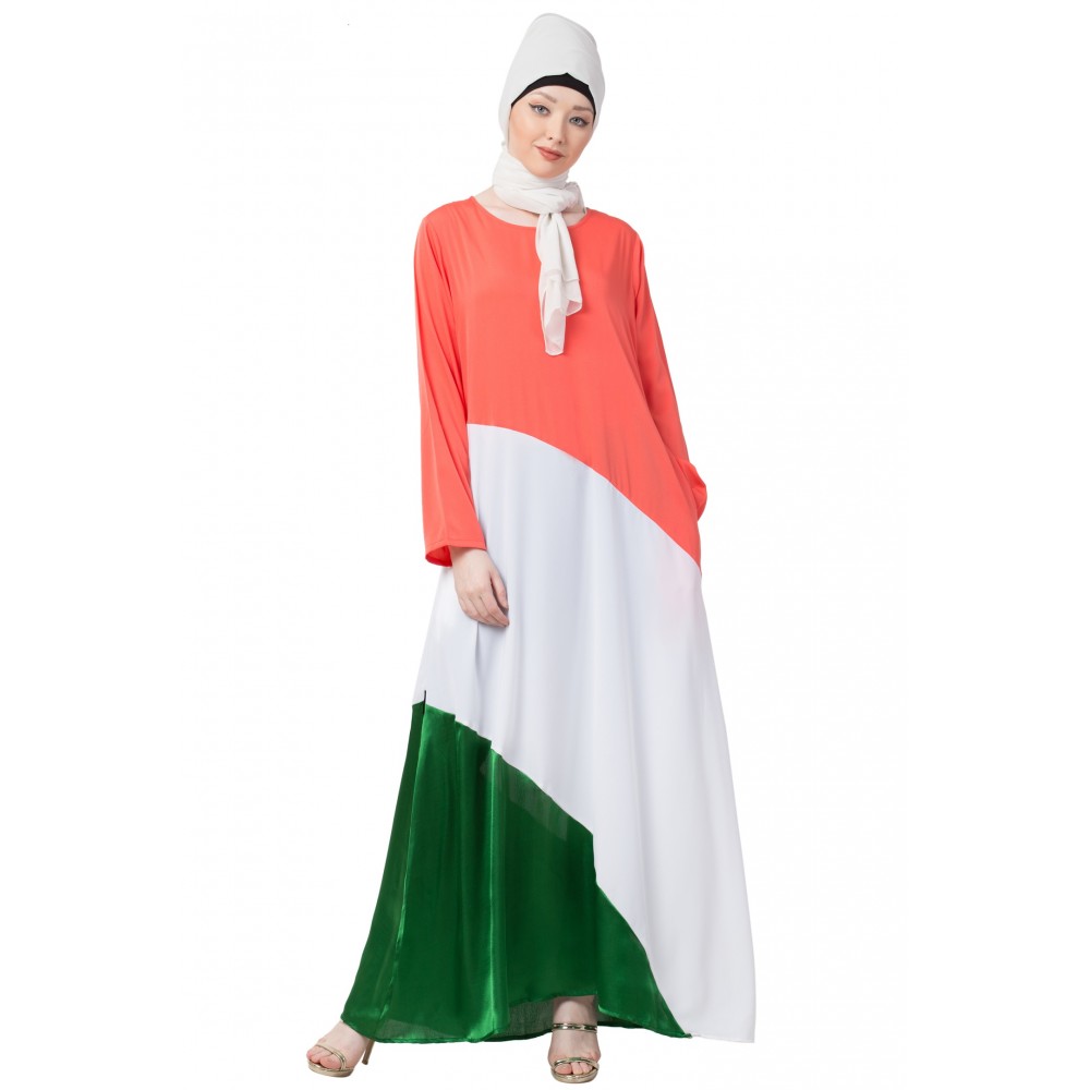 Nazneen Tricolor asymmetrical Abaya