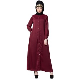 Nazneen Decorative Button Front Open Nida Abaya 