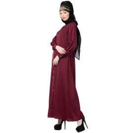 Nazneen Decorative Button Front Open Nida Abaya 