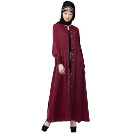 Nazneen Decorative Button Front Open Nida Abaya 