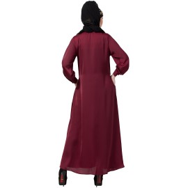 Nazneen Decorative Button Front Open Nida Abaya 