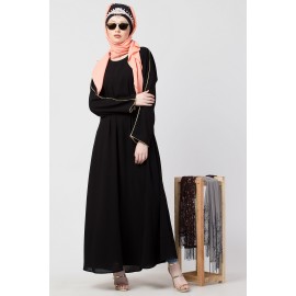 Nazneen Golden Piping at Sleeve Casual Abaya